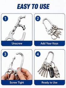 New Large Capacity Stainless Steel Keychain - Anti-Theft Key Ring Pendant - Suitable For Car Keys, Wall-Mounted Key Holder, Pet Leash Clip - Portable Multi-Function Keychain - Creative Key Storage Clip - Fashion Design - Halloween And Christmas Gift - Multicolor - View 4