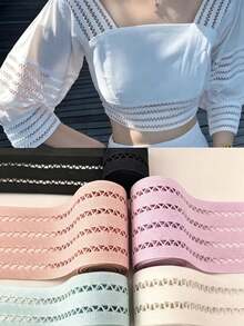 1pc Colorful Triangle Mesh Hollow Elastic Stretch Band, Width 63mm-73mm, Suitable For Fashion Clothing Accessories, Handmade Crafts, DIY Creation & Design - Multicolor - View 4