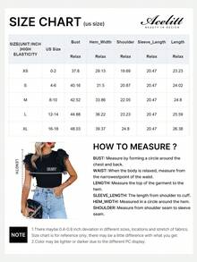 Acelitt Blusa de cuello redondo con parche de unicolor simple de malla de verano, con dobladillo fruncido, uso casual de todos los días en negro - Negro - Ver 4