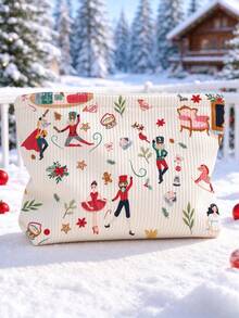 New Nutcracker Print Makeup Bag | French Print Travel Organizer | Travel Essentials | Poolside Must-Have | Toiletry Bag | Pool Storage Bag | Mother's Day Gift | Teacher's Day Gift | Suitable For Moms, Teachers, Friends And Nurses | Home Essentials | Graduation Gift | Easy To Clean Design | Portable Makeup Bag - Multicolor - View 2