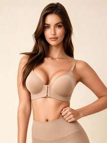Lilivine Women's Seamless Backless Bra: Sexy Summer Bridal Lingerie, Adjustable Straps, Low-Back, Breathable Comfy Formal Camisole. - Apricot - View 3