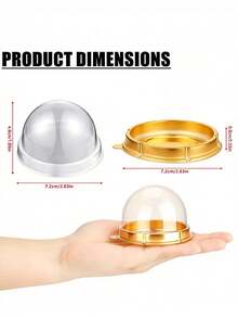 50pcs Transparent Plastic Mini Cake Boxes With Lids, Round Cupcake Holders, Egg Yolk Pastry Containers, Mooncake Dome Boxes, Baking Packaging Boxes, Kitchen Baking Tools - Gold - View 4