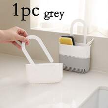 1pc Multifunctional Drain Basket White PP Material Sponge Storage Rack No-Drill Sink Filter Rack Kitchen Bathroom Dual Use Sponge Cloth Storage Basket - One Size - View 12