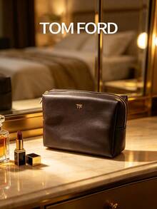 TOM FORD 深褐色 PU 化妝包，大容量旅行化妝收納袋 - 棕色 - 查看 2