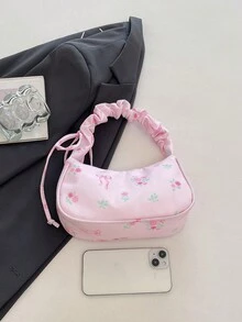 女款極簡休閒手提包，新款高品質小眾設計百搭單肩包 - 粉色 - 查看 3
