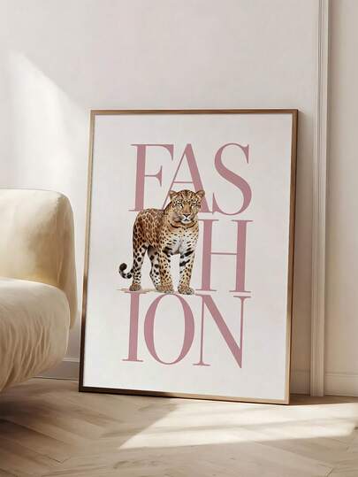 1pc Cheetah Fashion Art Print, Leopard Print, Pink Wall Art, Chic Editorial Poster,Cheetah Typography Print,Good Gift,Bedroom Decor,LivingRoom Decor,Dorm Decor,Wall Arts,Wall Decor,Home Decor,Room Decor, Canvas Wall Art, Posters,Optional Frame
