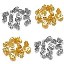 10/20/50/100pcs Stainless Steel Earring Backs 4.5x6mm, Earring Backs Ear Caps, Suitable For DIY Jewelry Making And Repair - Multicolor - View 1
