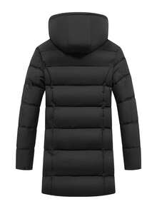 Áo khoác cotton có mũ dáng dài mùa đông cho nam, phù hợp đi làm hàng ngày, đi du lịch, làm quà tặng - màu đen - Xem 8