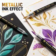 24/36/48 Colors Metallic Markers Set, Suitable For Glass Cups, Stone Painting, Black Paper Writing, Greeting Card Making, Scrapbooking & DIY Photo Albums - Direct-flow Metal Marker - View 8