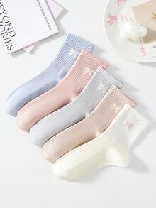 4 Pasang Kaos Kaki Wanita Motif Pita Manis Lucu Warna Polos Panjang Setengah Betis/Panjang/Pendek/Pergelangan Kaki, Kaos Kaki Putih, Kaos Kaki Minimalis, Kaos Kaki Pelajar, Kaos Kaki Kasual Nyaman Kreatif Serbaguna untuk Sehari-hari, Warna Acak, Cocok untuk Kehidupan Sehari-hari, Semua Musim Semi Musim Panas Musim Gugur Musim Dingin - MultiWarna - View 5