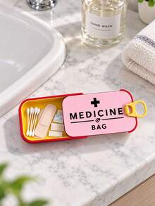 Mini Portable Medicine Box With "MEDICINE BAG" Print, Snap-Seal Pill Organizer, Compact Storage For Pills, Band-Aids, And First Aid Essentials, Suitable For Commuting, Short Trips, Dorm Desk, And Home Vanity Organization, Ideal For Students And Outdoor Enthusiasts, Practical Niche Birthday Gift, Portable Pill Dispenser, Travel Mini Medicine Storage Box, Pocket-Sized Medical Organizer - Multicolor - View 8