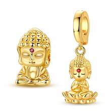 18K Gold Plated Buddha Pendant Charm With Universal Clasp, Compatible With Original Bracelets, Necklaces, Bangles, Beads, DIY Jewelry Making Design, Jewelry Gift For Women And Girls - Gold - View 1