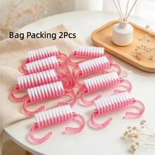 100/50/20/2 buah Sikat Pembersih Kuku Gagang Plastik Warna-warni, Sikat Kuku Kecil Berbentuk Tanduk dengan Pegangan Mudah, Cocok untuk Membersihkan Kuku Kaki dan Tangan, Unisex - Berwarna merah muda - View 7