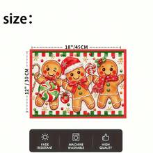 1/4/6pcs Christmas Series 3 Cute Gingerbread Men Side-By-Side Pattern Printed Placemats, Heat-Resistant Table Mat For Home Kitchen/Table Protection, Kitchen Dining Table Party Scene Decoration - Multicolor - View 4