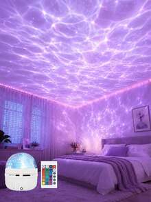 1pc Starry Sky Projector Galaxy Projector Ocean Wave Water Ripple Light Projector, Bedroom Night Light Projector, Adult Game Room Water Light, Home Theater Ceiling Room Decor Christmas Gift - Multicolor - View 9