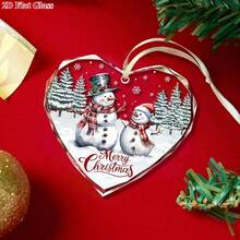1pc Flat 2D Acrylic Snowman Christmas Decoration - Holiday Snowman And Tree Design, For Holiday Tree Decoration, Perfect Home Gift, No Electricity Required, Christmas Ornament - D - View 2