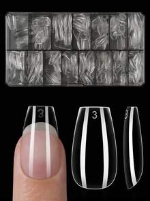 600pcs Thickened Transparent Nail Tips (Natural Or Carved Style Optional), Multiple Shapes Available (E.G., Square), Thickened Tip Design, Perfect Fit For Natural Nails, Ideal Choice For Nail Styling - Clear - View 6