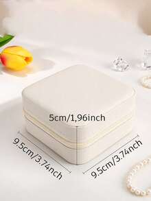 Personalized Name & Heart Jewelry Box - Customized Beige Bridesmaid Jewelry Box With Zipper Closure, Fabric Lining And Compartments, Elegant Travel Jewelry Organizer, Jewelry Box - Multicolor - View 4