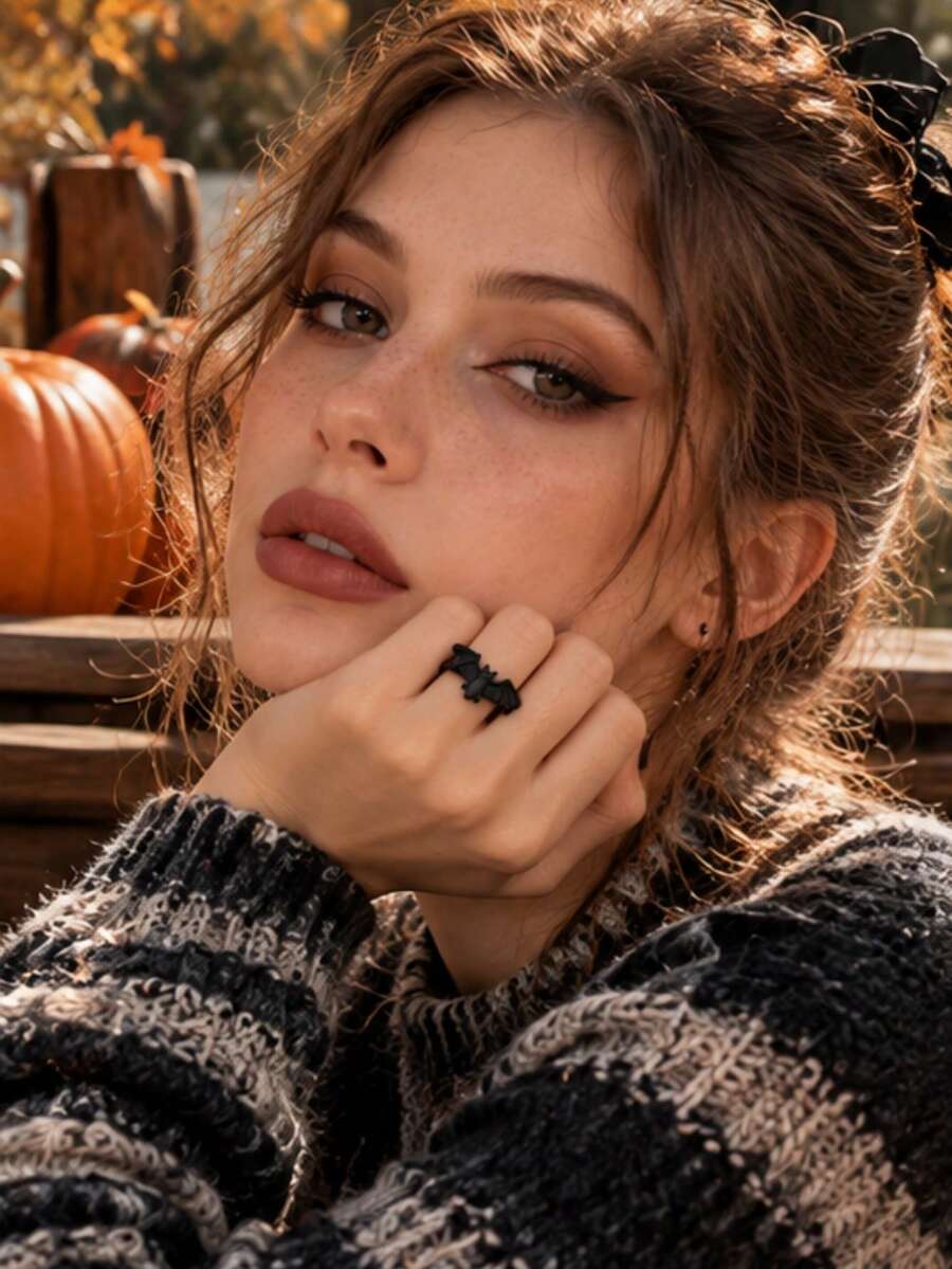 1pc Creative Design Personalized Bat Adjustable Ring, Suitable For Men And Women, Daily Wear, Holiday, Party, Halloween, Exquisite Gift - Multicolor - View 1