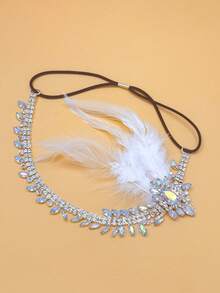Vintage Feather Headband, 1920s Pearl Tassel Hair Accessory, Retro Style Hair Accessory, Suitable For Parties, Balls And Weddings - Silver - View 5