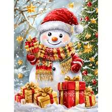 1PC DIY 5D Diamond Painting Kit Christmas Snowman Pattern - Round Full Diamond Art Mosaic Craft, Home Wall Decor, Unframed - No Frame - View 1