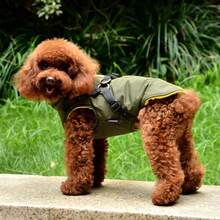 Dog Clothes Winter Wear Small Dog Pet Clothes With Built-In Harness Vest Style Warm Cotton Coat - Dark Green - View 6