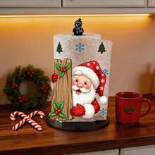 1pc Vintage Christmas Nutcracker Theme Kitchen Paper Towel Holder, Fun Desktop Countertop Roll Paper Storage Rack, Acrylic Material With Christmas Themed Base Decoration, No Paper Towels Included, Holiday Atmosphere Display Stand, Christmas Season Special Design For Kitchen And Christmas Decor - Multicolor - View 4