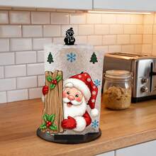 1pc Vintage Christmas Nutcracker Theme Kitchen Paper Towel Holder, Fun Desktop Countertop Roll Paper Storage Rack, Acrylic Material With Christmas Themed Base Decoration, No Paper Towels Included, Holiday Atmosphere Display Stand, Christmas Season Special Design For Kitchen And Christmas Decor - Multicolor - View 3
