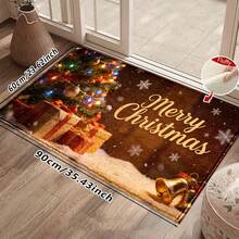 1pc Kitchen Floor Mat, Soft Faux Cashmere Material, Christmas Style Non-Slip Floor Mat, Kitchen Bedroom Doorway Entrance Mat, Bathroom Entryway Mat, Snowflake Christmas Tree Bell Pattern Mat, Suitable For Multiple Scenes Non-Slip Floor Mat, Room Decor, Holiday Gift - Multicolor - View 11