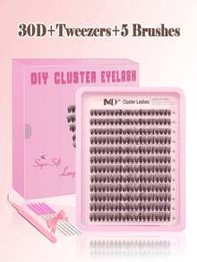 Kit Bulu Mata Gugusan Bulu Mata Tipis Bulu Mata Gugusan Alami Kit Ekstensi Bulu Mata DIY 8-16mm Kit Ekstensi Bulu Mata Gugusan 300pcs Bulu Mata Individual Lengkung D Bulu Mata Gugusan (Dengan Pinset) - Berwarna merah muda - View 11