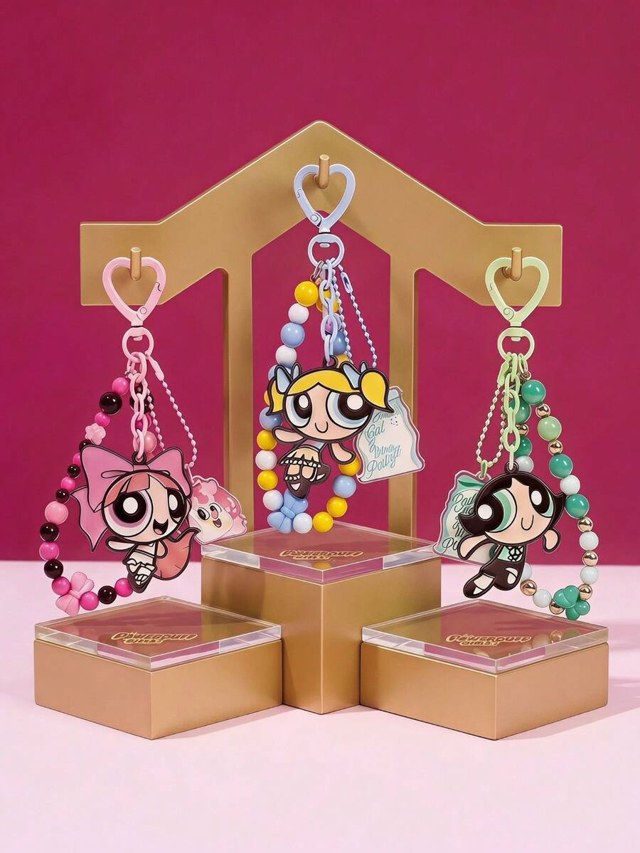 THE POWERPUFF GIRLS X POKOJA LAND 鑰匙圈 包包裝飾掛飾鍊 - 彩色 - 查看 1