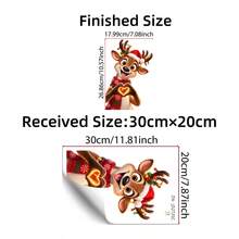 1Pc Cute Reindeer Christmas Window Clings Static Decals Santa Hat String Lights Kids Room Holiday Decor Window Decals - Multicolor - View 13
