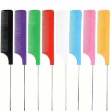 3/1pc Plastic Threaded Non-Slip Steel Needle Tail Comb, Highlighting Comb - Multicolor - View 6