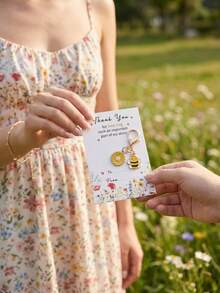 10pcs "Thank You For Being Such An Important Part Of My Life" Encouragement Cards, With Bee And Daisy Keychain, Inspirational Gift Suitable For Family, Teachers And Team Members - Multiple Styles - View 8
