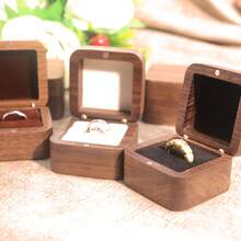 Kotak Cincin Lamaran Kayu Kenari Hitam Amerika Utara Solid 55mm, Kotak Cincin Pasangan, Kotak Penyimpanan Kemasan Kayu, Kotak Hadiah Cincin Berlian, Cocok Untuk Kemasan Hadiah, Dapat Menyimpan Perhiasan Kecil - Kotak Satu Ukuran Cocok untuk Semua - View 2