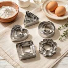 15pcs Mini Stainless Steel Cookie Cutters, Kitchen Baking Tools, Includes Round, Flower, Triangle, Heart, Square Shapes, For Making Mini Cookies, Vegetables, Fruits, Suitable For Christmas Pastry Decoration, Christmas Gift - View 7