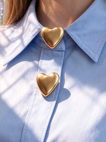 1pc/2pcs Elegant Heart-Shaped Geometric Button Decor, Shirt Button Cover Clip-On Button Decor, Fashionable Crystal Cufflink Decor, Suitable For Tuxedo And Wedding Dress Decoration - Multicolor - View 1