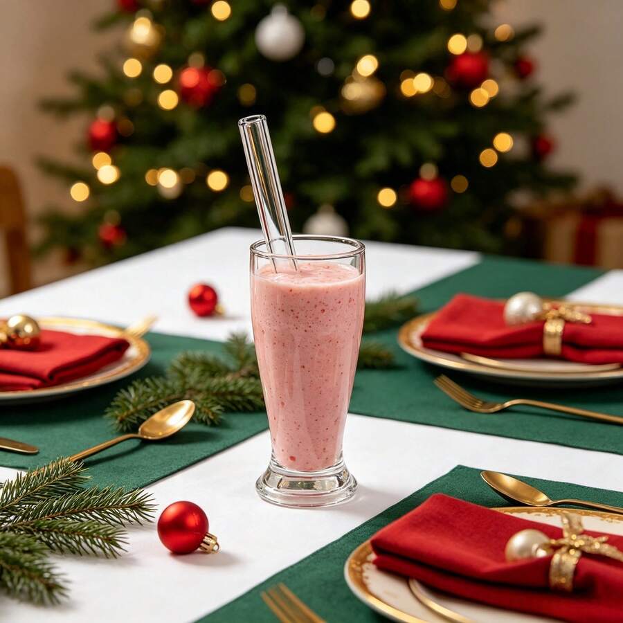 5pcs Large Glass Pearl Straw Set With 1 Cleaning Brush, Suitable For Milk Tea, Smoothie, Milkshake, Kitchen Supplies, Christmas Gift - View 1