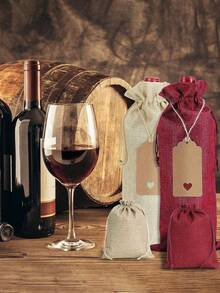 12pcs/1pc Drawstring Wine Bottle Bags, Reusable Gift Bags And Tags, Suitable For Birthday Party, Wedding, Christmas, New Year Decoration Party Supplies - Multicolor - View 8