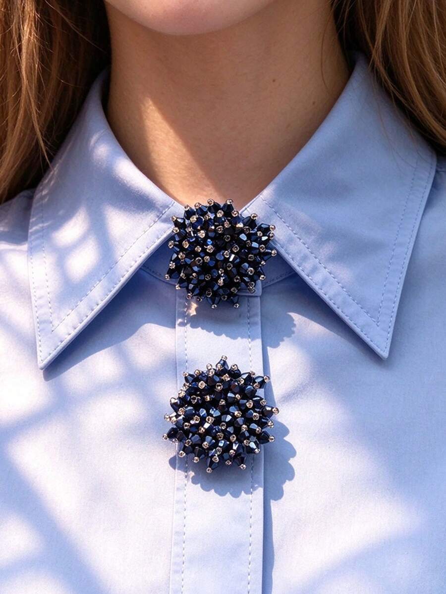 1pc/2pcs Elegant Pearl Button Cover, Shirt Button Cover Clip-On Button Cover Fashion Crystal Cufflink Cover - Multicolor - View 1