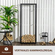 Kaminholzregal Metall Brennholzregal 60 x 25 x 150 cm Schwarz - 60 cm x 25 cm x 150 cm - Übersicht 3
