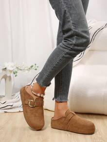 Women's New Full-Coverage Autumn Slip-On Loafers With Buckle, Thick Sole Height-Increasing Casual Shoes, Bohemian Buckle Vacation Style - Camel - View 4