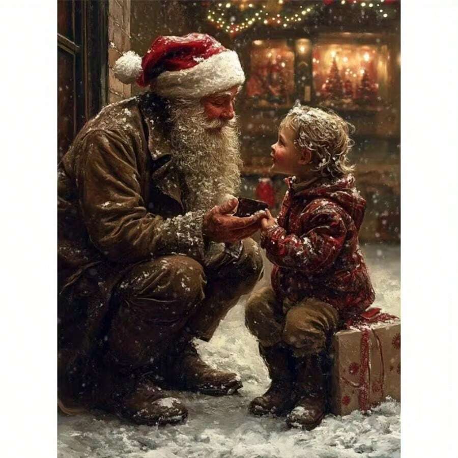 1PC DIY 5D Diamond Painting Kit Santa Claus Pattern - Round Full Drill Art Mosaic Craft, Home Wall Decor, Unframed - No Frame - View 1