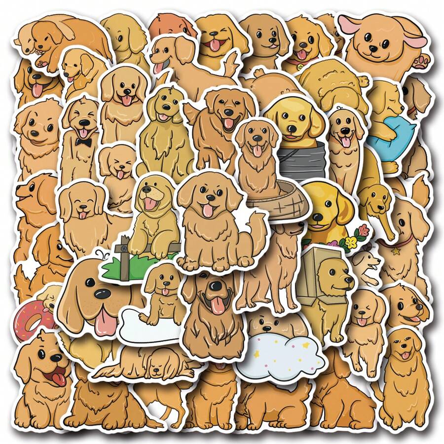 50Pcs Golden Retriever Stickers, Multicolor Pattern Stickers, Beautiful Stickers, Bottles, Decorative Paper, Scrapbooking, Diary, Laptop, Bumper, Skateboard, Water Bottle, Computer, Phone Greeting Cards, Photo Albums, Furniture, Stickers - one-size - View 1