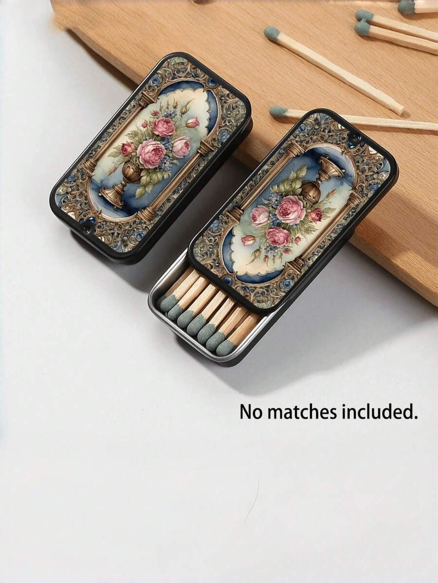 1pc Vintage Rose Gold Metal Matchbox, Holds 20 Matches (Matches Not Included), Pocket Size; Suitable As A Gift For Yourself, Girlfriend Or Mother, Also Suitable As A Birthday, Holiday Or Christmas Gift. - View 1