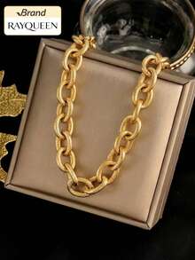 RAYQUEEN 1pc Exaggerated Stainless Steel Hip-Hop Personalized Fashion High-End Thick Chain Necklace For Women, Suitable For Gift And Wear - necklace - View 1