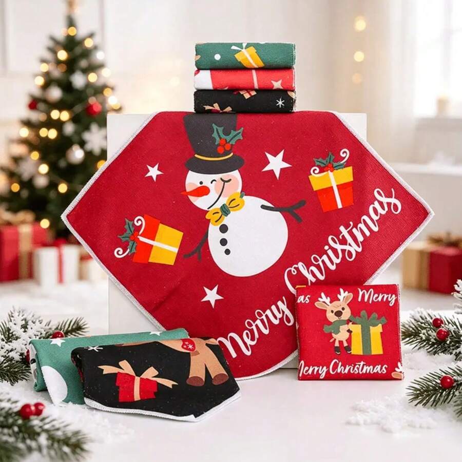 1/2pcs, Christmas Dish Cloth, Santa Gnome And Christmas TreeDesigns Plaid Cleaning Cloth, Soft Absorbent, Perfect XmasTheme Party Decoration, Washable Dishcloths For KitchenBathroom Cooking Baking Sink Counter - Multiple Styles - View 1