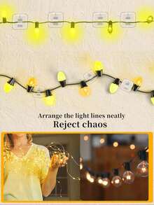 Decorative Lighting Easy Fix Transparent Self-Adhesive Hooks, Suitable For Christmas, Halloween, New Year Decorations - Removable Mini Wall Hooks With Glue-Free Backing, Indoor/Outdoor Universal Plastic Hooks For Hanging, Wreaths And Displays - Grid - View 3