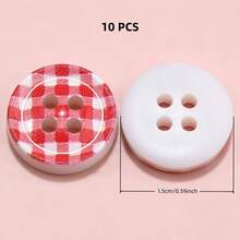 20/40/50 PCS, 1.2cm/1.25cm Round/Heart Grid Print 4-Hole Buttons, Suitable For Clothing Accessories, Dresses, Jackets, Shirts, Sweaters DIY, Dolls, Phone Cases Decoration - Checkered Print - View 49