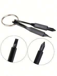 2 st mini platt huvudskruvmejsel nyckelringssats, bärbar fick-EDC multifunktionsverktyg, utomhus camping vandring reparationsgadget, bilnyckelringstillbehör, väskcharm, present till pappa och far - Flerfärgad - Visa 7